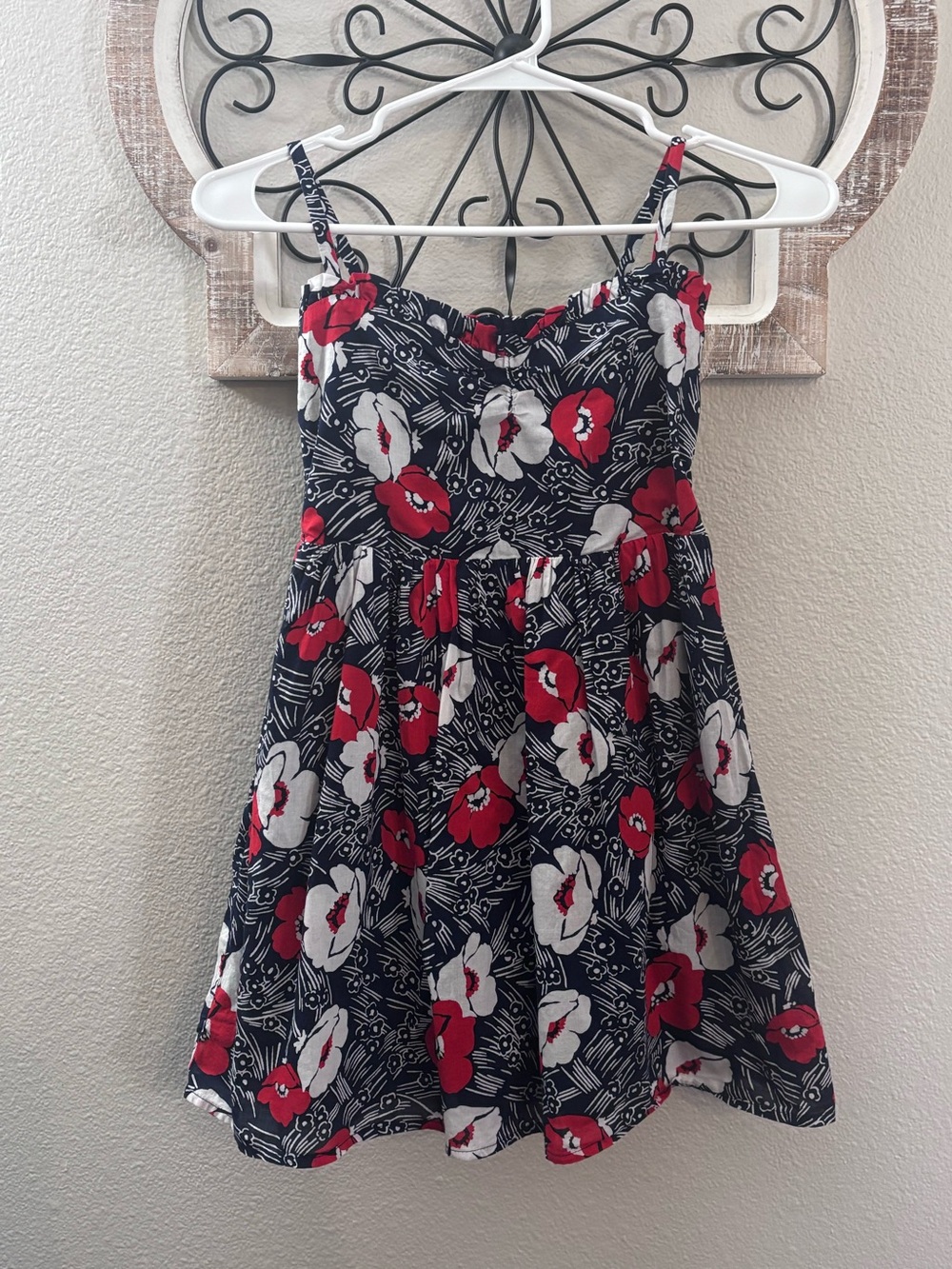 Janie and Jack Girls Navy Floral Sundress with Red & White Blooms